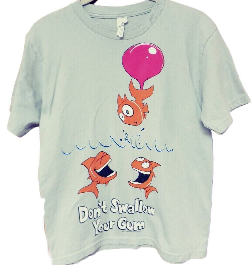 🐟🫧👕Fish Tee Don’t Swallow Gum Funny Graphic Boy Girl Unisex T Shirt Small